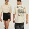 YOURTURN Rome Tee Unisex - T-Shirt Print - Mottled Light Brown -Dameskleding 07017d2cd401401ea70ed2bd25c35478