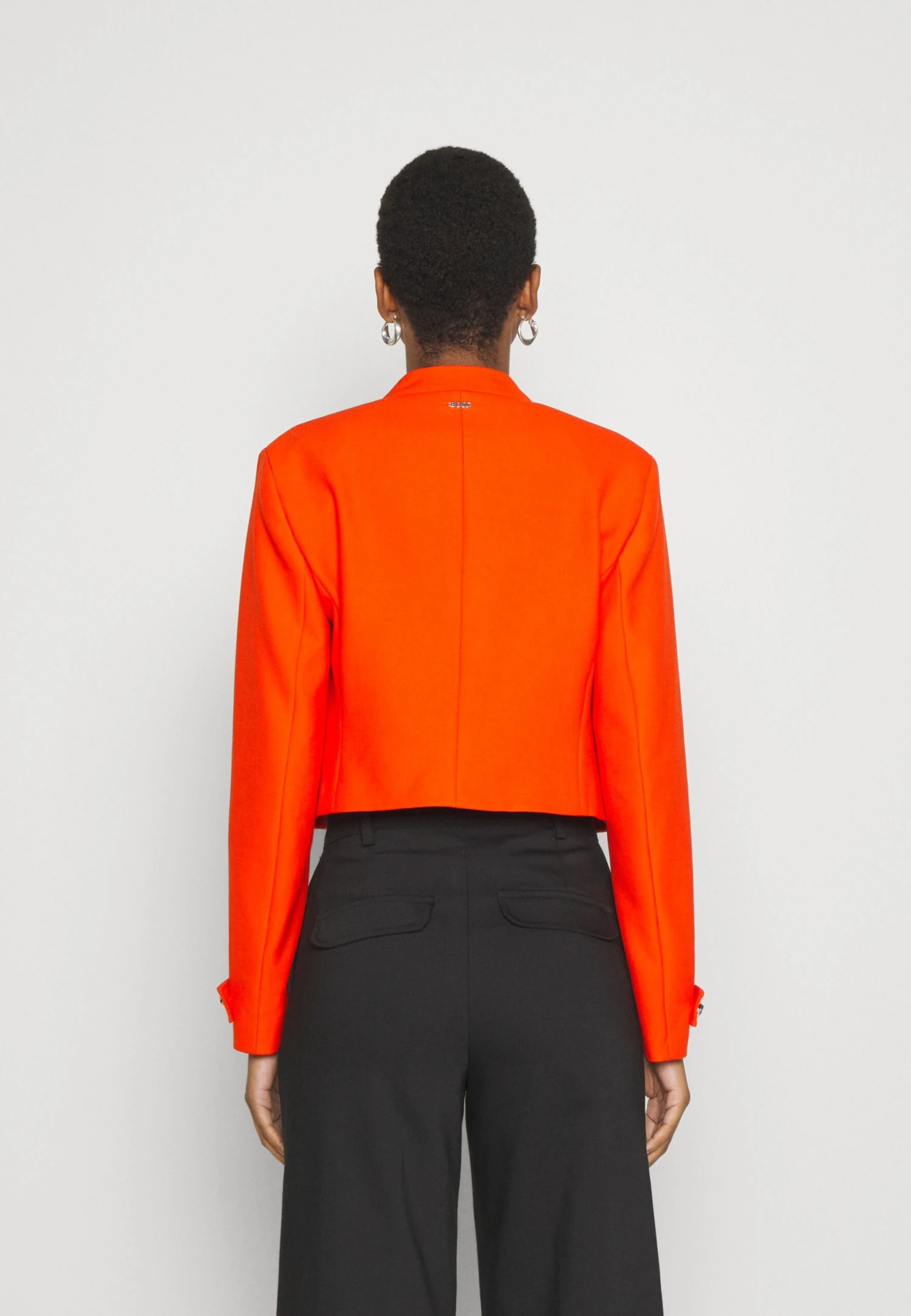 Boss Slim-Fit Cropped Jacket With Collarless Styling - Blazer - Bright Orange 6 Boss Slim-Fit Cropped Jacket With Collarless Styling - Blazer - Bright Orange - Afbeelding 4