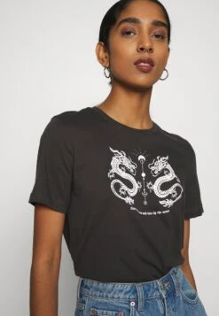 Even&Odd Hattie Mirrored Dragons Tee - T-Shirt Print - 801 - Anthracite -Dameskleding 0bfbbb5a07384f34bb6d0611800c66fc