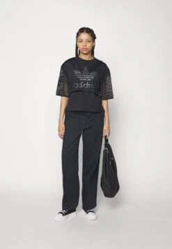 Adidas Originals Big Logo Tee 2 In 1 - T-Shirt Print - Black -Dameskleding 2beb5aece7ce456193f1b8b989f97297