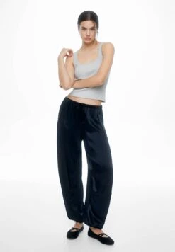 PULL & BEAR Satin Parachute - Broek - Mottled Black -Dameskleding 31db0f1e12774e99bef5f9649bdaeb6d