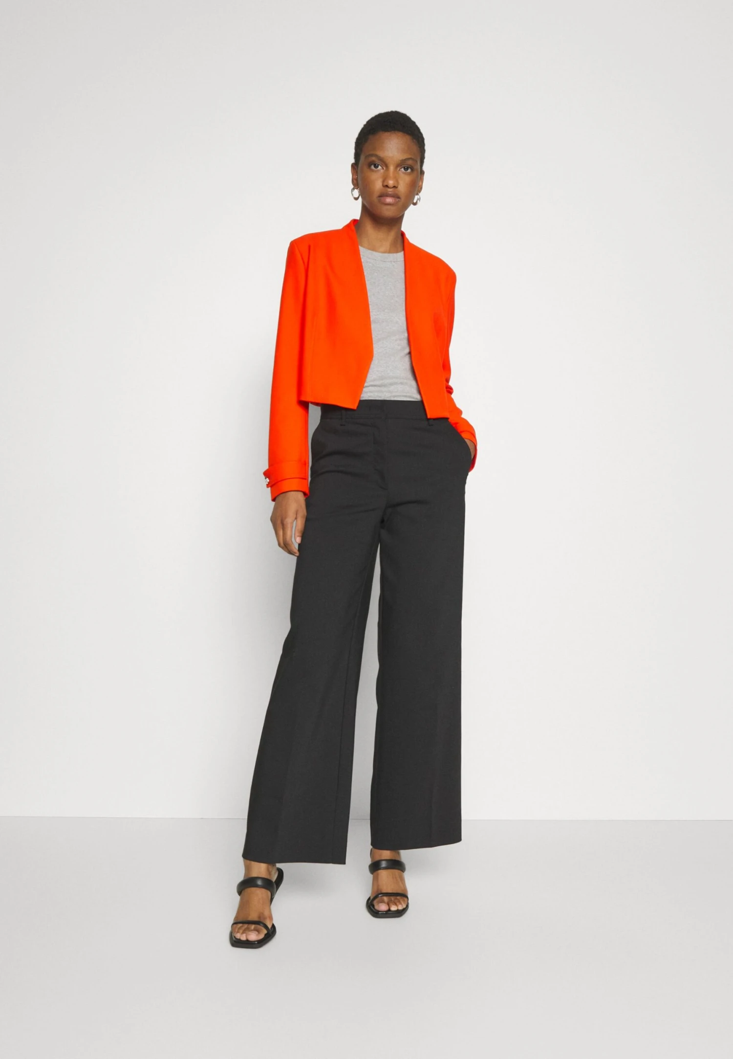 Boss Slim-Fit Cropped Jacket With Collarless Styling - Blazer - Bright Orange 7 Boss Slim-Fit Cropped Jacket With Collarless Styling - Blazer - Bright Orange - Afbeelding 5