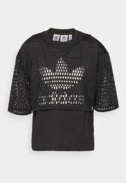 Adidas Originals Big Logo Tee 2 In 1 - T-Shirt Print - Black -Dameskleding 3552fb7270da4b8db73dd0e3ab69b529