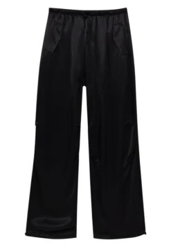 PULL & BEAR Satin Parachute - Broek - Mottled Black -Dameskleding 3db3449f4e3b4a4097e53d428c80fef4