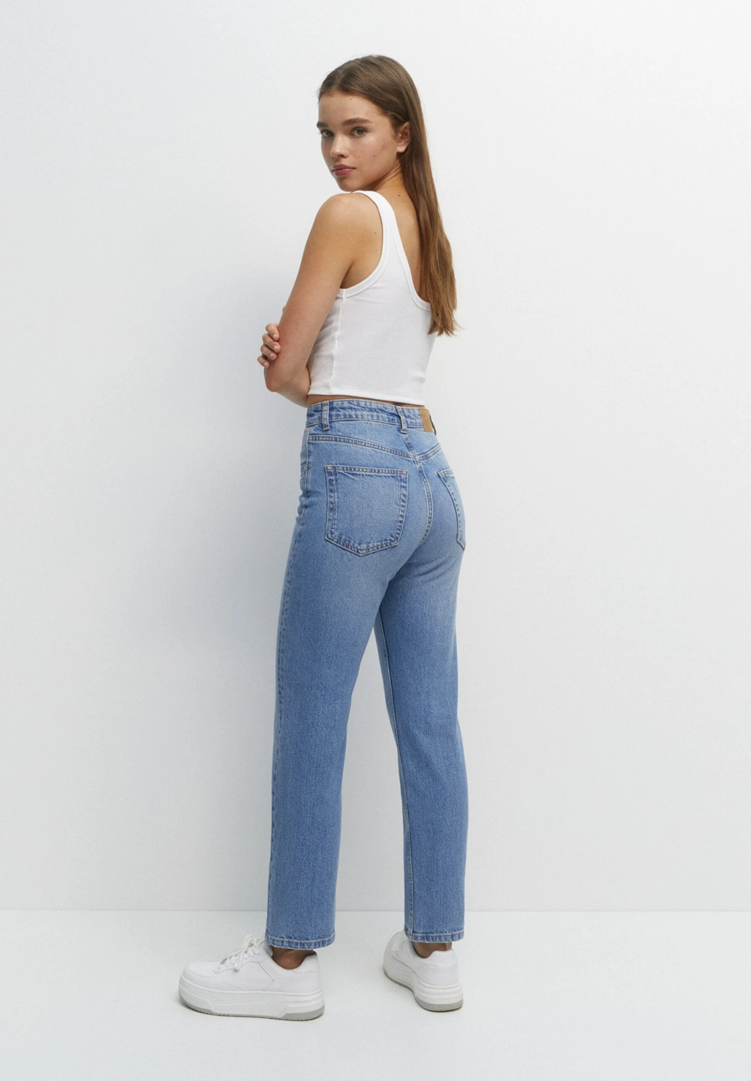 PULL & BEAR High Waist - Straight Leg Jeans - Stone Blue Denim 5 PULL & BEAR High Waist - Straight Leg Jeans - Stone Blue Denim - Afbeelding 3