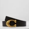 Coach Sculpted Reversible Belt - Riem - Black/Saddle -Dameskleding 87119156ea8c466990d509f825afa7b6