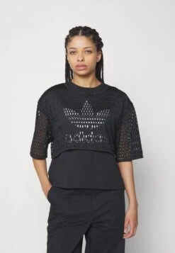 Adidas Originals Big Logo Tee 2 In 1 - T-Shirt Print - Black -Dameskleding b1cf243d97e9464f85d487a9077b352c