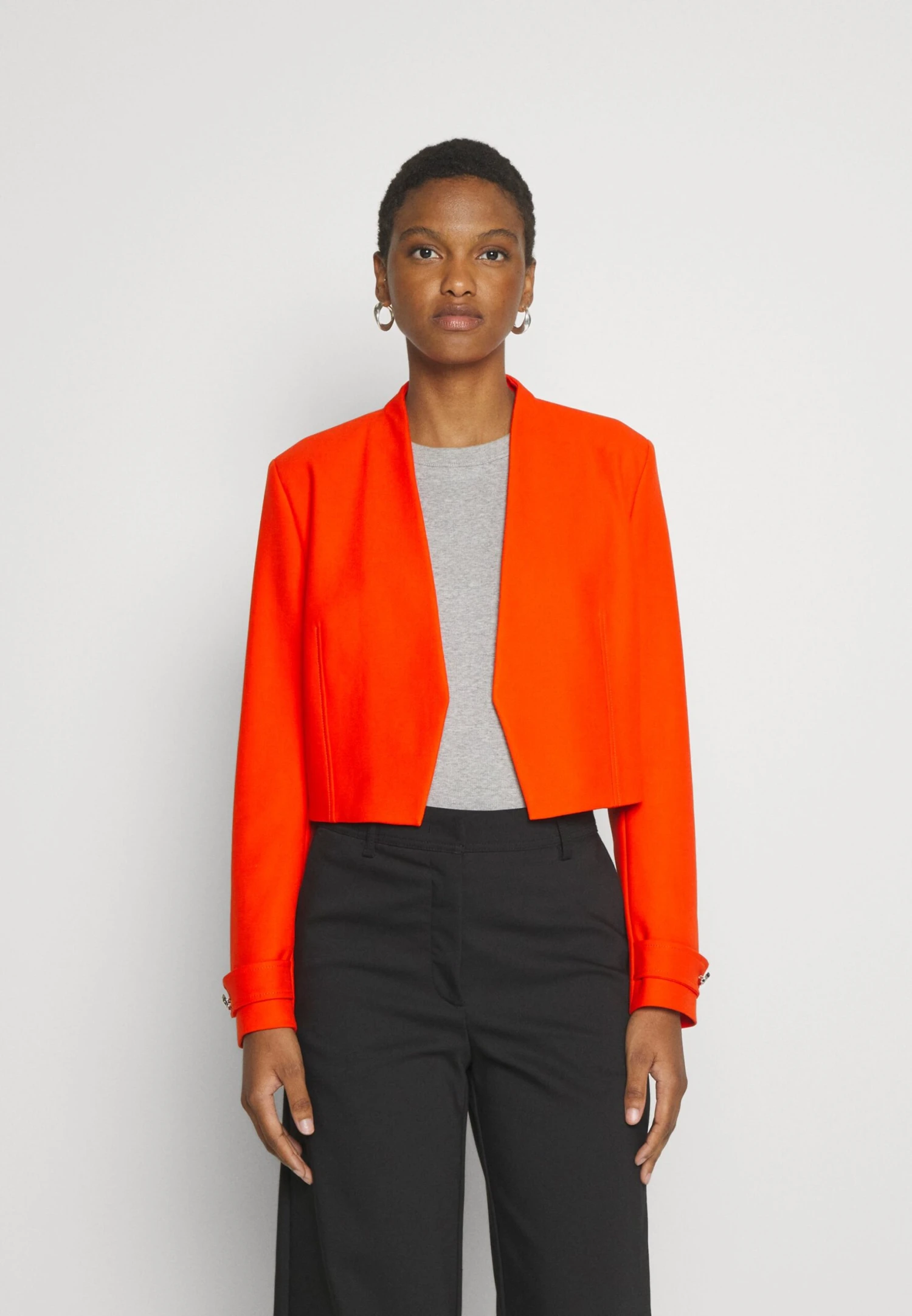 Boss Slim-Fit Cropped Jacket With Collarless Styling - Blazer - Bright Orange 5 Boss Slim-Fit Cropped Jacket With Collarless Styling - Blazer - Bright Orange - Afbeelding 3