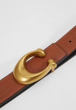 Coach Sculpted Reversible Belt - Riem - Black/Saddle -Dameskleding d0ffa7609ce34dc6ad8b5bcf92b2e712