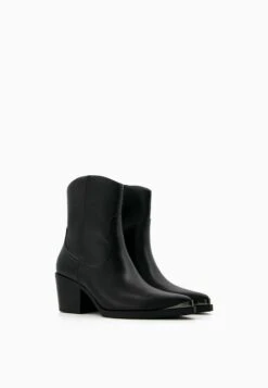 BERSHKA Heeled With Metallic Toe - Cowboy-/Bikerlaarsjes - Black -Dameskleding f909505150cb4c1ea69c2cc653f76116